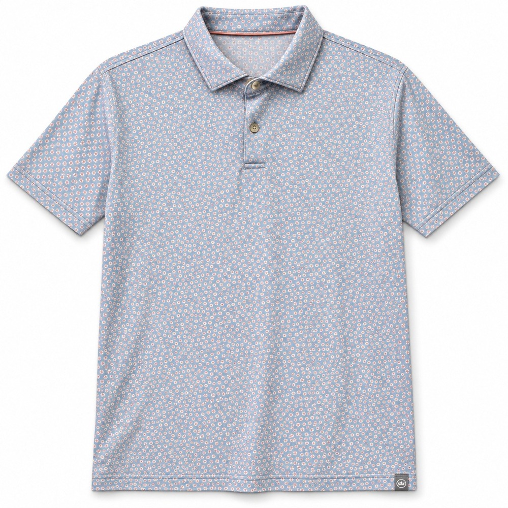 Peter Millar Seaside Floats Drirelease Polo Men M Summer Sky Blue Life Ring Golf